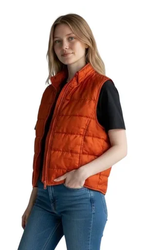 GAP Medium Puffer Vest‎ VTG Y2K Burnt Orange Quilted Full Zip Fall Boho 1700 thumbnail 1