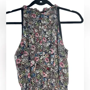 H&M Black Floral Print Sleeveless Dress with Cut Out Back & Button Closure Sz 2 thumbnail 5