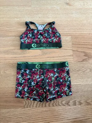 Ethika Floral Sports Bra & Boxer Short Set - Black & Red Floral thumbnail 3