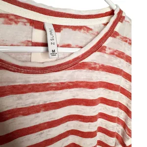 Z Supply Red and White Striped Long Sleeve Crewneck Top Size M thumbnail 3