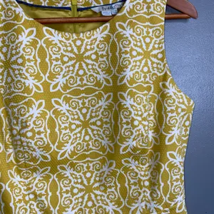 Boden Mustard Yellow Patterned Sleeveless Midi Sheath Classic Dress Size 6 thumbnail 6