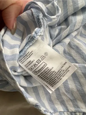 H&M Light Blue and White Striped Button-Down Shirt thumbnail 2