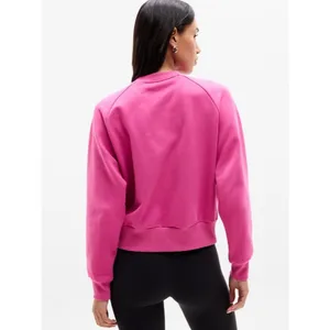 New Athleta L Forever Fleece Relaxed Crew Sweatshirt Jewel Pink Large Regular thumbnail 3