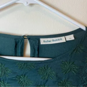 ROLLER RABBIT Embroidered 3/4 Sleeve Viscose Blouse in Emerald Green Sz XS thumbnail 2