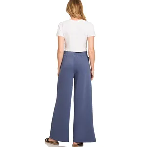 Zenana Scuba Collared‎ Pullover & Center Seam Pants Set - Blue Indigo - Medium thumbnail 5