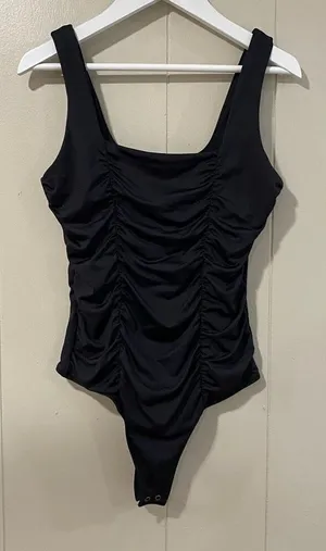 Abercrombie & Fitch Soft Collection Ruched Black Bodysuit Size XS thumbnail 1