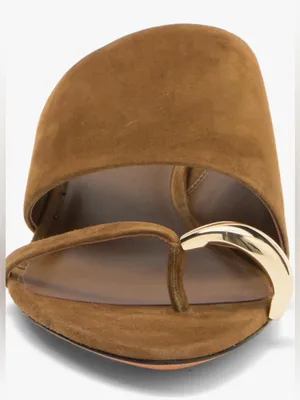Vince Suede Open-Toe Mule in Cognac with Gold Accent Size 5.5 thumbnail 4