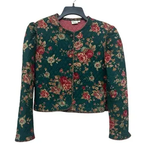 Vintage Vera Bradley Greenbriar Quilted Floral Cotton Crop Jacket Size L thumbnail 1