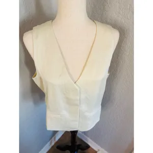 Madewell Satin Vest Top, Ivory/Cake‎ Batter, Size 10, NWT thumbnail 8