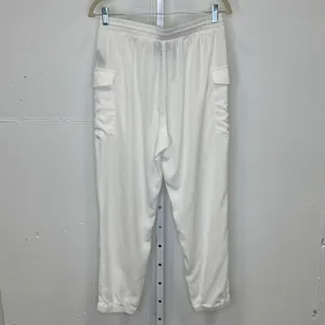 Mags & Pye White Cargo Jogger Pants Women's Medium Elastic Waist Zipper Detail‎ thumbnail 2