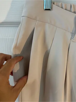 Quince Stretch Crepe Pleated Wide Leg Pants Cream (Sand) Size 10 Trousers thumbnail 8