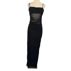 AFRM Jennan Rhinestone Illusion Maxi Dress Mesh Mid Section Black Size M thumbnail 4