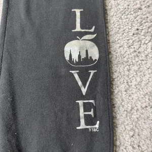 New York & Company Womens Black Love NYC Apple Graphic Jogger Sweatpants Large thumbnail 3