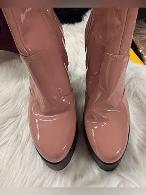 Gianni Bini Chunky Platform Mid Boots Patent leather Size 9 Womens dusty pink thumbnail 4
