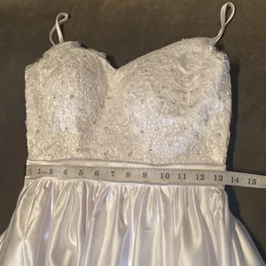 Women’s White Satin Full Length Prom Party Dress Corset Back Size 2 NWOT thumbnail 10