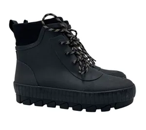 Sperry Torrent Lace Up Rain Boots Size 6.5 Black Waterproof Rubber Gorpcore thumbnail 1