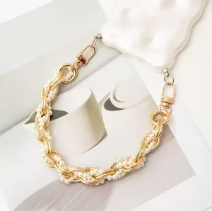 New Shoulder Bag Gold Pearl Chain Extender thumbnail 1