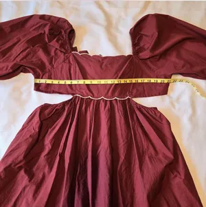 Anthropologie FOREVER THAT GIRL for Cinnabar Puff Sleep Open Back Dress thumbnail 3