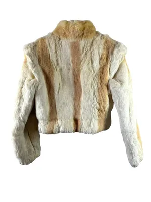 Vintage Split End Ltd Rabbit Fur Jacket S Cream Tan Cropped 70s 80s Hong Kong thumbnail 5