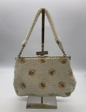 VINTAGE CORDÉ BEADS HANDBAG White thumbnail 2