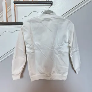 Lebina crew neck plain sweater with balloon sleeve in white thumbnail 3