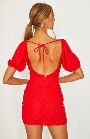 One and Only Collective Lace Inset Puff Sleeve Dress thumbnail 4