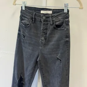 Hidden LA Jeans Gray High Rise Distressed Frayed Hem Button Fly Cropped Jeans 25 thumbnail 3