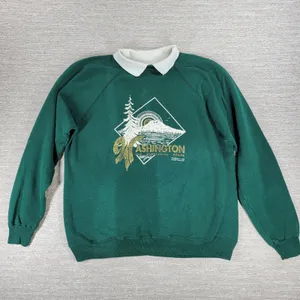 VTG Hanes Washington Evergreen State USA Collar Sweatshirt XL Green Marilyn ‘92 thumbnail 2