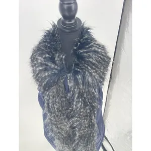 Soft Surroundings Women's Faux Fur Puffer Vest Jacket‎ Blue Size L thumbnail 3