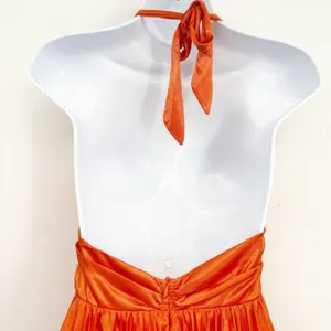 Hello Molly Womens Shimmering Sea Pleated Halter Resortwear Maxi Dress Orange 4‎ thumbnail 8
