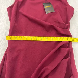 Miusol Burgundy Ruched Zip Back Sleeveless Midi Fitted Dress Small thumbnail 9
