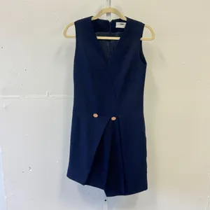 Osman London‎ Sleeveless Wrap Gathered Mini Dress Asymmetric Hemline Navy Size 4 thumbnail 2