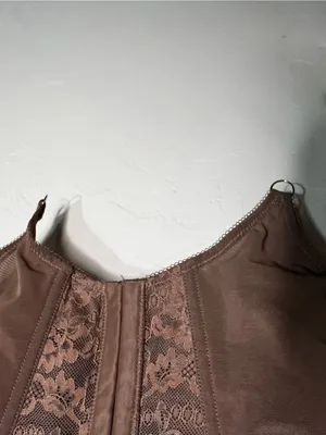 Out‎ From Under Urban Outfitters Corey Mesh Chocolate Brown Corset thumbnail 3
