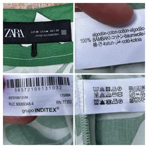 Coastal White Green Botanical Cotton Maxi Shirt Dress Belted Pockets Zara M thumbnail 8