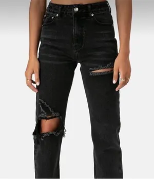 Adika Andor High Rise Straight Leg Cropped Jeans in Black Size 30 thumbnail 2
