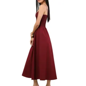 NWD Lulus Tandria Burgundy Smocked Sleeveless Midi Dress Size Large thumbnail 2
