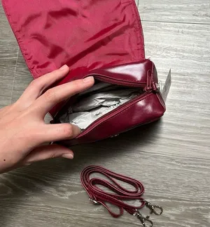 Peanuts snoopy burgundy red faux leather crossbody bag thumbnail 3