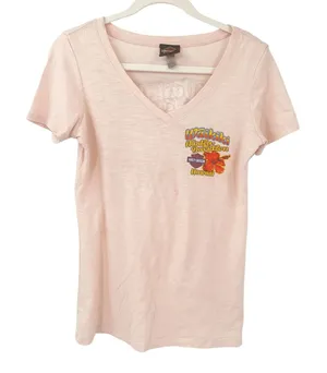 Harley Davidson Motorcycles Womens Waikiki Hawaii Graphic Print T Shirt Size M‎ thumbnail 1