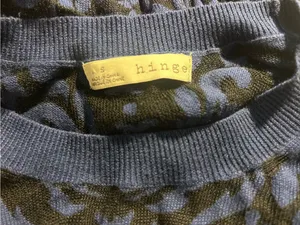 Hinge Nordstrom Womens Small S Blue Black Damask Intarsia Knit Sweater Top thumbnail 3