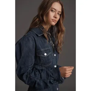 NWT! Anthropologie PILCRO Long-Sleeve Button-Front Seamed Denim Mini Dress Small thumbnail 5
