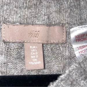 H&M L Wool Blend Cable Knit Sweater Gray thumbnail 4
