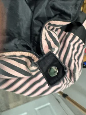 Victoria's Secret Pink and Black Striped Travel Duffel thumbnail 7