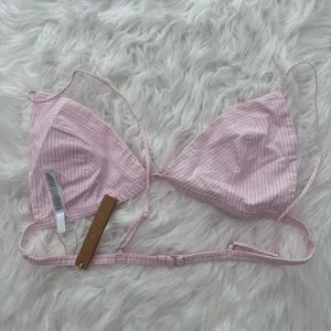 Skims Cotton Poplin Triangle Bralette Cherry Blossom Stripe XL thumbnail 6