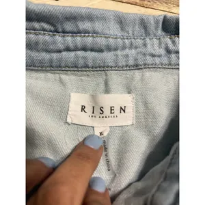 Risen Light Wash Denim Shirt Shacket Oversized Size XL Button Up thumbnail 4