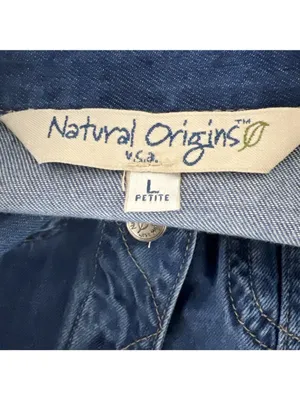 Natural Origins Sz LP Lyocell Blue Jean Denim Button Up Trucker Jacket USA Made thumbnail 10