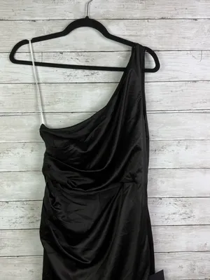 Lulus Dreaming of Elegance Black Satin One-Shoulder Maxi Dress Size Large thumbnail 4