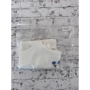 Hollister White Ribbed Baby Cami Blue‎ Floral Embroidery Adjustable Straps Large thumbnail 5