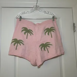Show Me Your Mumu Boardwalk Shorts Pink Palm Tree Knit MS2-4939 Size L thumbnail 5