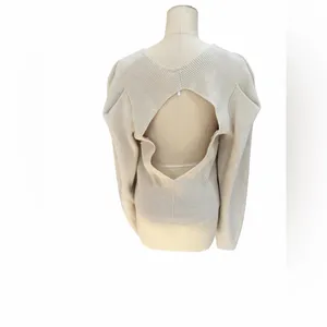 Free People Saffron‎ open back Ivory Ribbed Knit Sweater size medium, nwt thumbnail 4