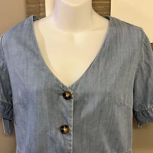 Blue Pair by Francesca’s Lyocell Short Sleeve Button Down Mini Dress- Medium thumbnail 4